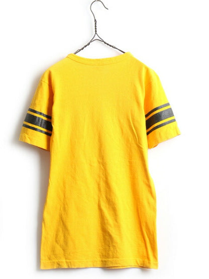 70's Champion チャンピオン BOBCATS プリント フットボール 半袖 Tシャツ (M)