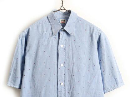 60's Elder ドット 総柄 マチ付き 半袖 コットン シャツ (M程)