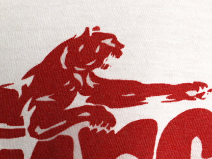 70s USA製 ★ チャンピオン カレッジ 染込み プリント リンガー Tシャツ メンズ M 小さめ S / ヴィンテージ アニマル バータグ コットン 白