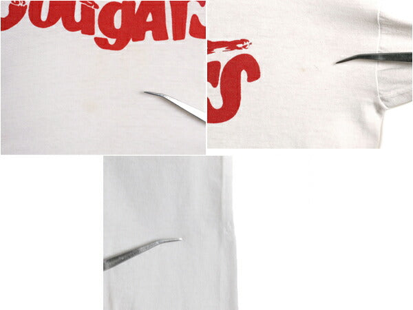 70s USA製 ★ チャンピオン カレッジ 染込み プリント リンガー Tシャツ メンズ M 小さめ S / ヴィンテージ アニマル バータグ コットン 白