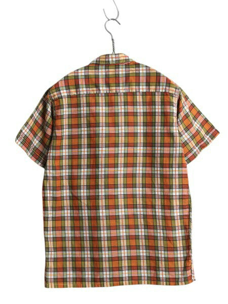60s ★ 織柄 チェック 半袖 シャツ メンズ XS レディース S 程/ 古着 ヴィンテージ オープンカラー ボックス マルチカラー ポケット付き
