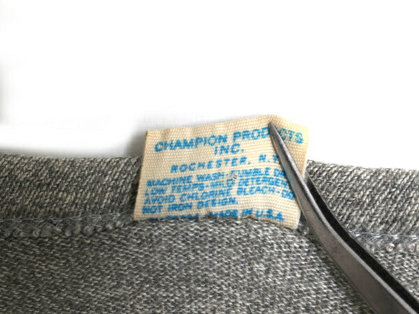 70s USA製 ★ チャンピオン 3段 染込み カレッジ プリント 半袖 Tシャツ メンズ S 程/ 古着 ヴィンテージ 当時物 88 12 バータグ 霜降り 灰