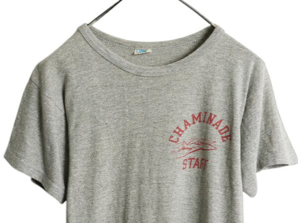 70s USA製 ★ チャンピオン 3段 染込み カレッジ プリント 半袖 Tシャツ メンズ S 程/ 古着 ヴィンテージ 当時物 88 12 バータグ 霜降り 灰