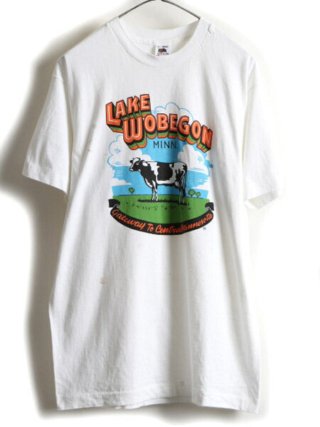 90s ウシ 牛 アニマル プリント 半袖 Tシャツ (L)