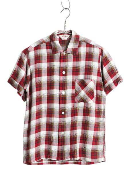 60s ★ チェック レーヨン 半袖 シャツ メンズ XS レディース S 程 古着 ヴィンテージ オープンカラー ボックス ポケット付き マルチカラー