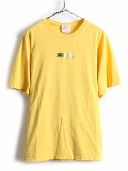90's USA製 NIKE ナイキ ワンポイント スウッシュ ロゴ 刺繍 半袖 Tシャツ (L)