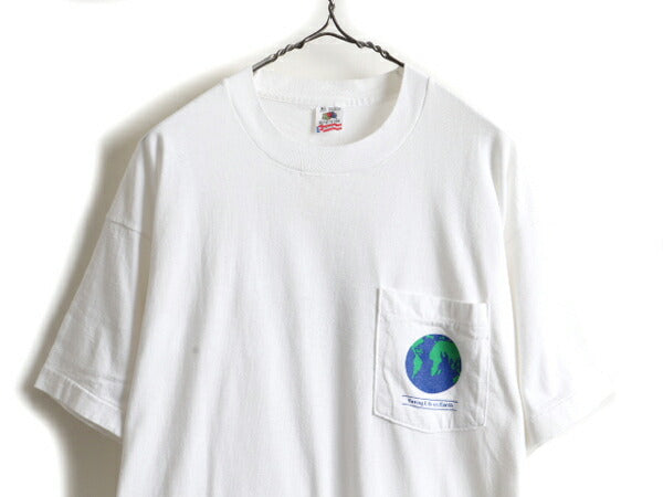 90s WWF ポケット付き パンダ アニマル 両面 プリント 半袖 Tシャツ (XL)
