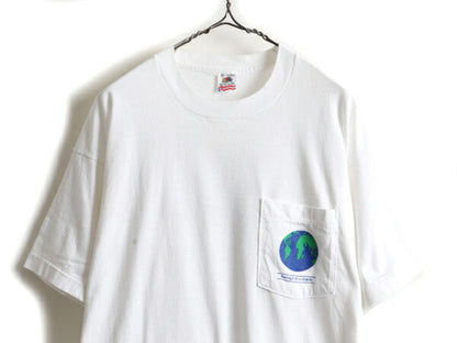 90s WWF ポケット付き パンダ アニマル 両面 プリント 半袖 Tシャツ (XL)