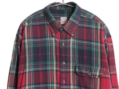 90s ブルックスブラザーズ チェック 3点留め ボタンダウン フランネル シャツ メンズ XL / オールド ネルシャツ 長袖シャツ 大きいサイズ