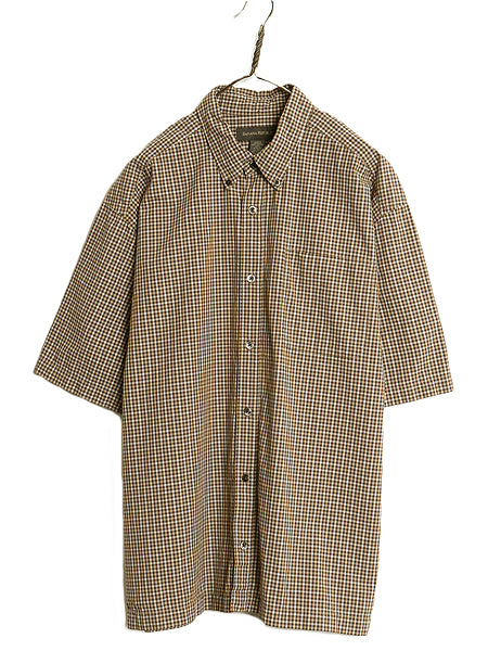 90s バナナリパブリック 3点留め ボタンダウン 半袖 シャツ メンズ XL 古着 オールド ギンガム チェック コットン ボックス 大きいサイズ