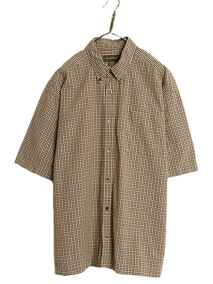 90s バナナリパブリック 3点留め ボタンダウン 半袖 シャツ メンズ XL 古着 オールド ギンガム チェック コットン ボックス 大きいサイズ