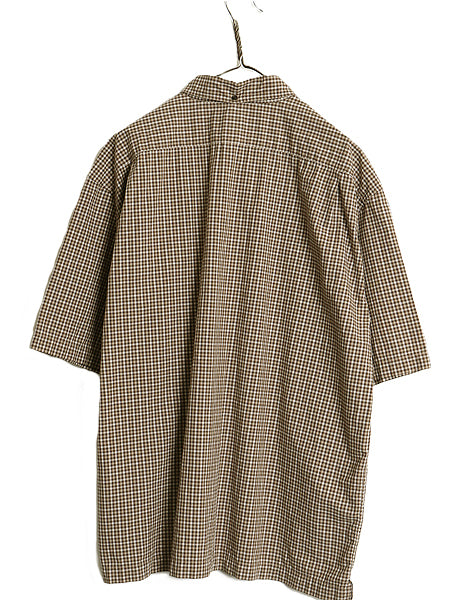 90s バナナリパブリック 3点留め ボタンダウン 半袖 シャツ メンズ XL 古着 オールド ギンガム チェック コットン ボックス 大きいサイズ