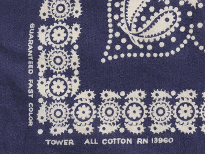 60s USA製 ★ パリス TOWER ペイズリー x ドット バンダナ / 小物 ヴィンテージ 水玉 セルビッジ 耳付き コットン ハンカチ スカーフ 紺