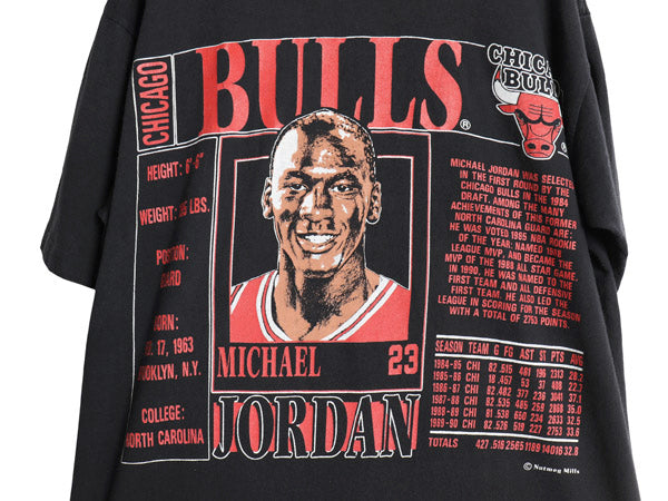 90s USA製 ★ マイケル ジョーダン イラスト プリント Tシャツ メンズ L / オールド NBA オフィシャル NUTMEG バスケ シングルステッチ 黒