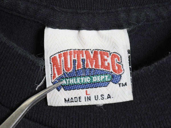 90s USA製 ★ マイケル ジョーダン イラスト プリント Tシャツ メンズ L / オールド NBA オフィシャル NUTMEG バスケ シングルステッチ 黒