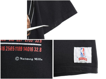 90s USA製 ★ マイケル ジョーダン イラスト プリント Tシャツ メンズ L / オールド NBA オフィシャル NUTMEG バスケ シングルステッチ 黒