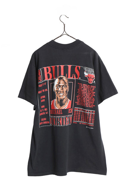 90s USA製 ★ マイケル ジョーダン イラスト プリント Tシャツ メンズ L / オールド NBA オフィシャル NUTMEG バスケ シングルステッチ 黒