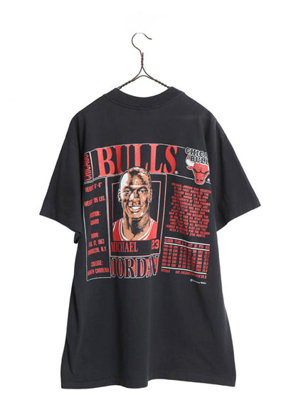90s USA製 ★ マイケル ジョーダン イラスト プリント Tシャツ メンズ L / オールド NBA オフィシャル NUTMEG バスケ シングルステッチ 黒