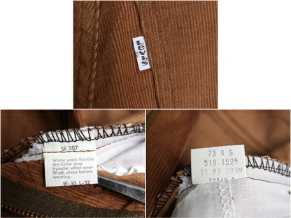 デッドストック 80s ★ リーバイス 519 コーデュロイ パンツ メンズ 30 32 新品 USA製 80年代 ヴィンテージ Levis スリム ストレート 細畝