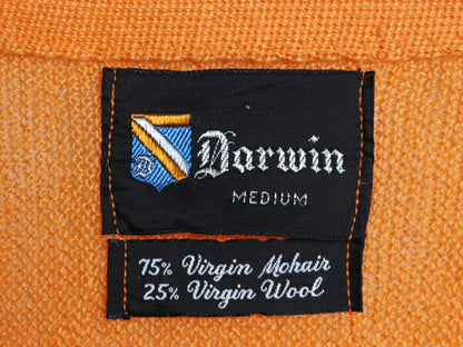 70s ★ Darwin 3D 立体編み モヘア ニット カーディガン メンズ M / 70年代 ヴィンテージ セーター 前開き 羽織り 重ね着 ウール オレンジ