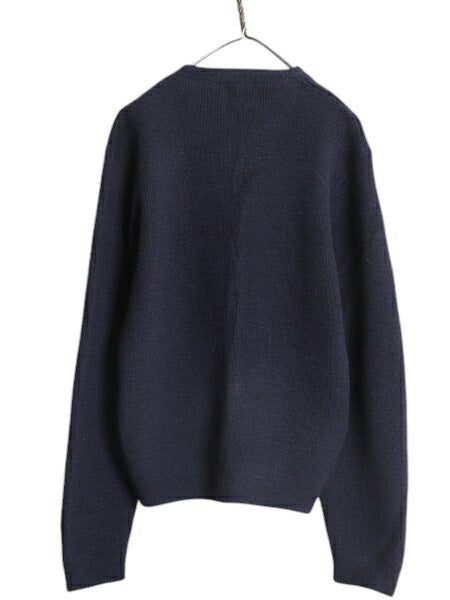70s ★ アクリル ニット カーディガン メンズ M / 古着 70年代 ヴィンテージ セーター 無地 羽織り 前開き 重ね着 ヘビーウェイト ネイビー