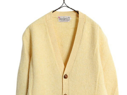 60s ★ Archie Brown & Son シェットランド ウール ニット カーディガン メンズ XL 60年代 ヴィンテージ セーター ポケット付き 羽織り 黄