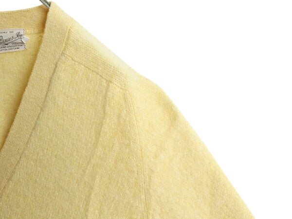 60s ★ Archie Brown & Son シェットランド ウール ニット カーディガン メンズ XL 60年代 ヴィンテージ セーター ポケット付き 羽織り 黄