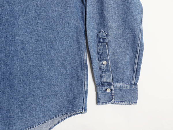 90s ラルフローレン ボタンダウン 長袖 デニム シャツ メンズ XL / オールド ポロ コットン ポニー 刺繍 ワンポイント 大きいサイズ ブルー