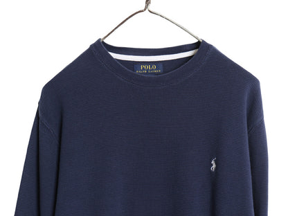 ポロ ラルフローレン 長袖 サーマル Tシャツ メンズ M / ロンT ワッフル カットソー ワンポイント ストレッチ インナー シンプル ネイビー