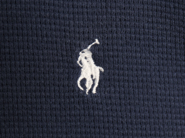 ポロ ラルフローレン 長袖 サーマル Tシャツ メンズ M / ロンT ワッフル カットソー ワンポイント ストレッチ インナー シンプル ネイビー