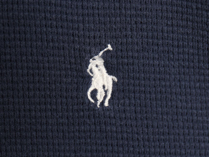 ポロ ラルフローレン 長袖 サーマル Tシャツ メンズ M / ロンT ワッフル カットソー ワンポイント ストレッチ インナー シンプル ネイビー