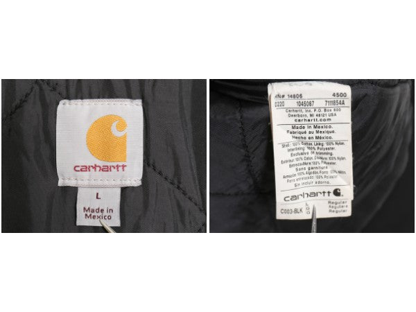 US企画 カーハート トラディショナル コート メンズ L C003 ワーク ダック ジャケット 中綿 キルティング ライナー ハーフ コート ブラック