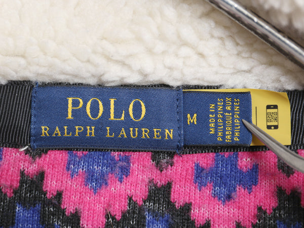 ポロ ラルフローレン ノルディック パイル フリース ジャケット レディース M / 古着 フルジップ ハイネック ジャンパー ボア マルチカラー