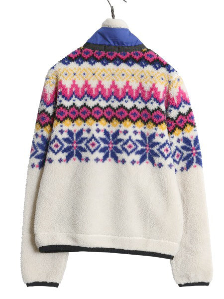 ポロ ラルフローレン ノルディック パイル フリース ジャケット レディース M / 古着 フルジップ ハイネック ジャンパー ボア マルチカラー