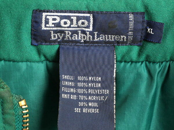 90s 大きいサイズ XL ★ POLO ポロ ラルフローレン MA-1 タイプ フライト ジャケット ( メンズ ) 古着 90年代 中綿 ボンバー ブルゾン 緑