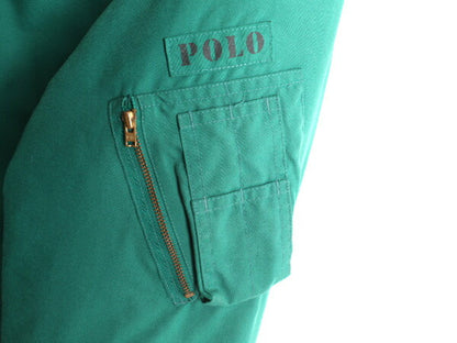 90s 大きいサイズ XL ★ POLO ポロ ラルフローレン MA-1 タイプ フライト ジャケット ( メンズ ) 古着 90年代 中綿 ボンバー ブルゾン 緑
