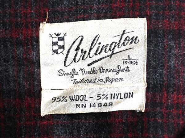 60s 70s ★ ARLINGTON チェック オープンカラー シャツ メンズ L / 古着 ヴィンテージ 長袖シャツ ループ留め 開襟 ボックス ポケット付き