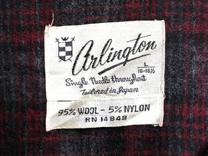 60s 70s ★ ARLINGTON チェック オープンカラー シャツ メンズ L / 古着 ヴィンテージ 長袖シャツ ループ留め 開襟 ボックス ポケット付き