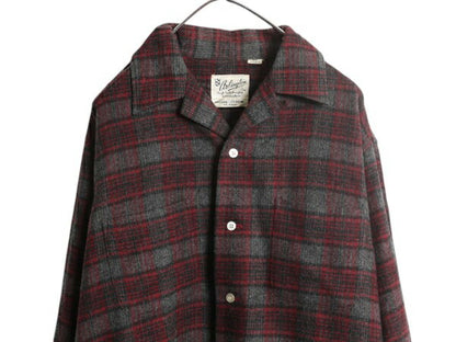 60s 70s ★ ARLINGTON チェック オープンカラー シャツ メンズ L / 古着 ヴィンテージ 長袖シャツ ループ留め 開襟 ボックス ポケット付き