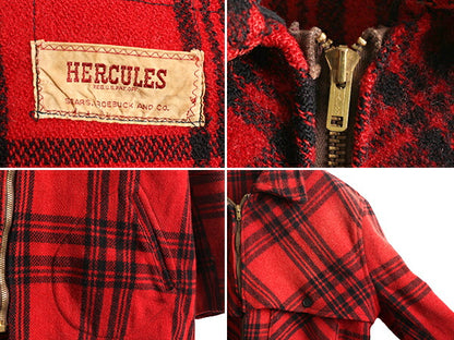 60s ★ ヘラクレス ダブル マッキーノ ジャケット メンズ M 程/ 古着 ヴィンテージ HERCULES SEARS アウトドア ウール チェック フルジップ