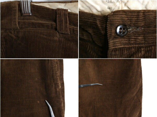 40s 50s ★ KAST IRON コーデュロイ ワーク パンツ 実寸 32 30 程 古着 ヴィンテージ ボタンフライ ストレート ノータック ボートセイル 茶