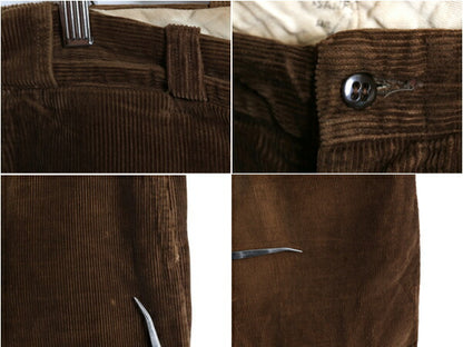 40s 50s ★ KAST IRON コーデュロイ ワーク パンツ 実寸 32 30 程 古着 ヴィンテージ ボタンフライ ストレート ノータック ボートセイル 茶