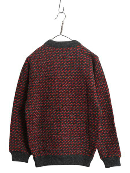 80s ノルウェー製 ★ エルエルビーン バーズアイ ニット セーター レディース M メンズ S ヴィンテージ ウール ノルディック 総柄 ツートン