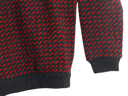 80s ノルウェー製 ★ エルエルビーン バーズアイ ニット セーター レディース M メンズ S ヴィンテージ ウール ノルディック 総柄 ツートン