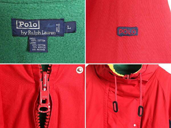90s ★ ポロ ラルフローレン コットン マウンテン パーカー ジャケット メンズ L 90年代 POLO フリース ライナー付き マンパ ハーフ コート