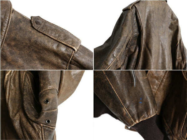 80s 90s ★ USA製 ショット A-2 タイプ 本革 レザー フライト ジャケット メンズ L 古着 ヴィンテージ 674 SM 革ジャン ボンバー 中綿 G-1