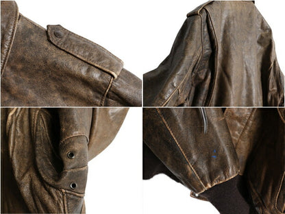 80s 90s ★ USA製 ショット A-2 タイプ 本革 レザー フライト ジャケット メンズ L 古着 ヴィンテージ 674 SM 革ジャン ボンバー 中綿 G-1