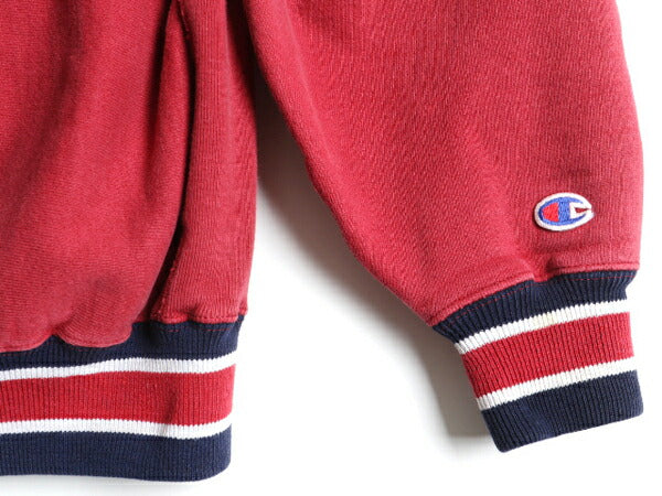 90s USA製 Champion チャンピオン リバースウィーブ リブライン ロゴ刺繍 スウェット トレーナー (L)