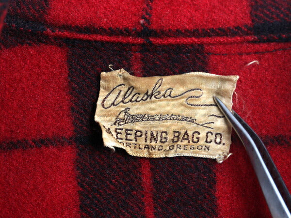 60s ★ ALASKA SLEEPING BAG 長袖 ウール シャツ メンズ L 古着 ヴィンテージ CPO ジャケット ボックス ヘビーウェイト ツートン チェック