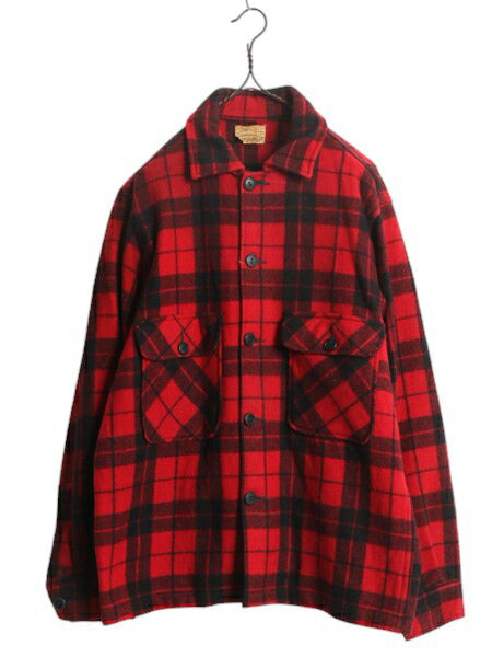 60s ★ ALASKA SLEEPING BAG 長袖 ウール シャツ メンズ L 古着 ヴィンテージ CPO ジャケット ボックス ヘビーウェイト ツートン チェック